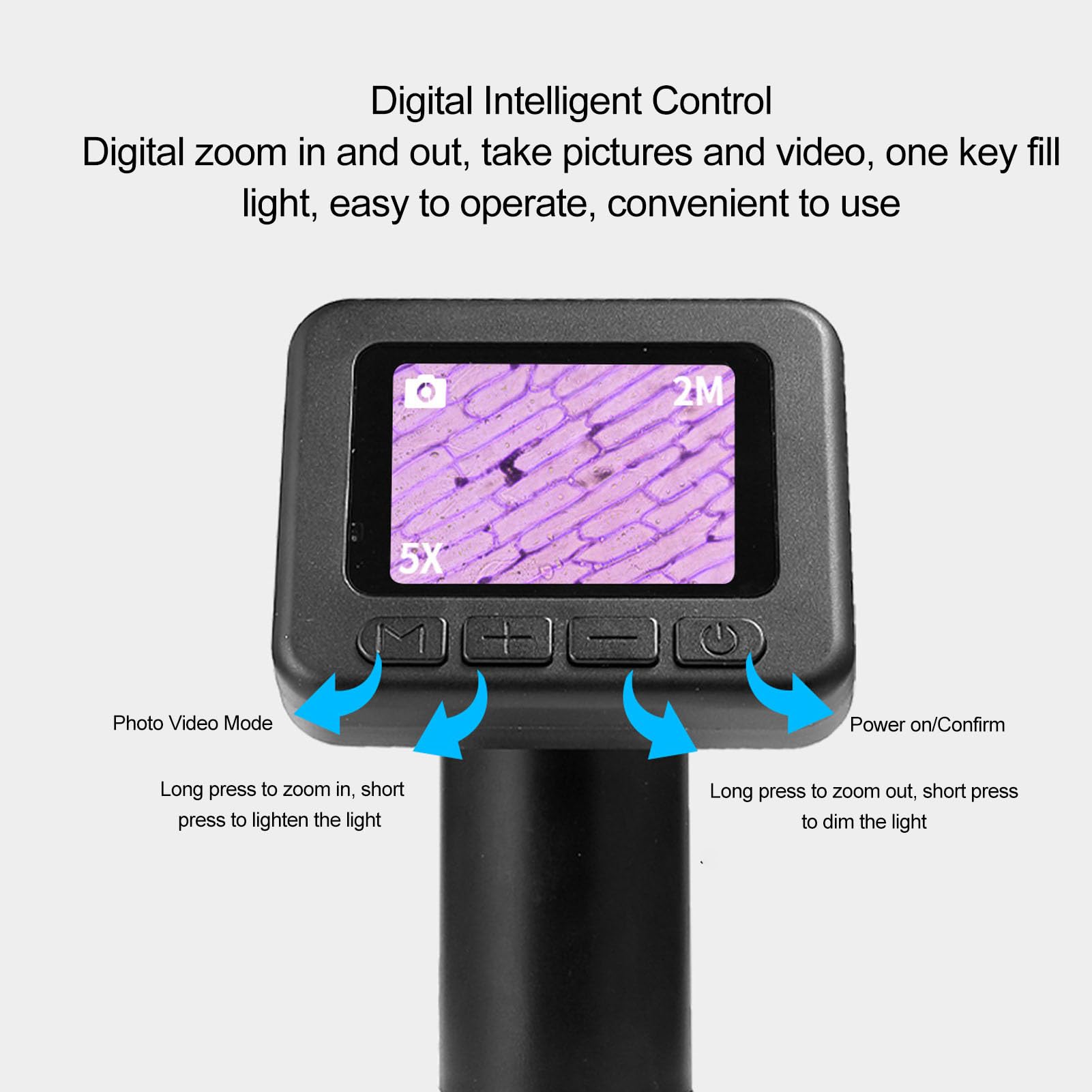 Microscopio Digital de Mano, microscopio de Bolsillo portátil, microscopio de Aumento de 1000X con 8 LED Ajustables para Estudiantes, Adultos