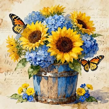 Sunflower Diamond Art Painting Kits for Adults - Full Drill Diamond Dots Paintings for Beginners, Round 5D Paint with Diamonds Pictures Gem Art Painting Kits DIY Crafts Kits Home Decor 8x12 inch