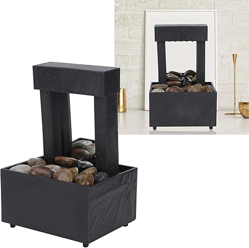 Miniatura 9 de Fuente de mesa con luces LED, fuente de escritorio iluminada en cascada decorativa para interiores con USB o pilas fuentes de agua de relajación con