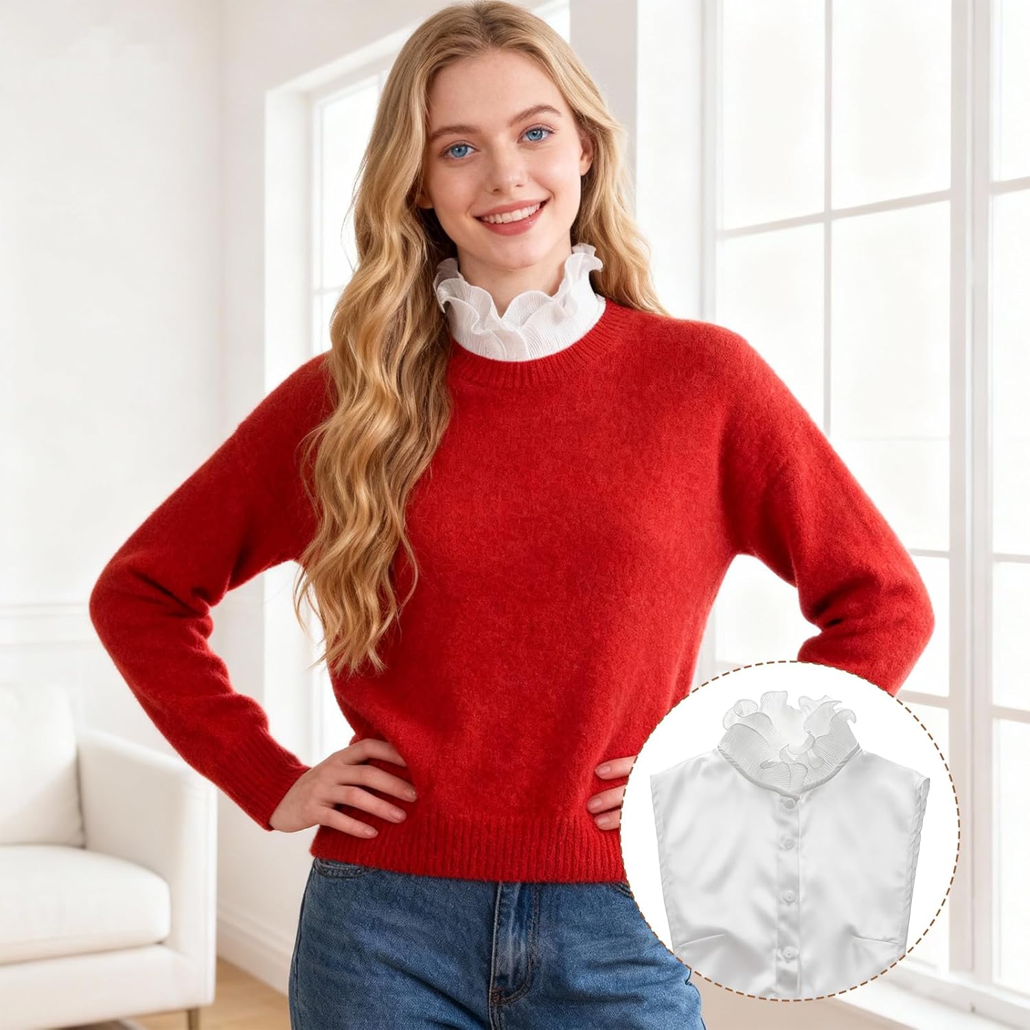 Fake Collar Women Detachable Dickey Collar White Chiffon Victorian Faux Shirt Adjustable Elastic Straps Versatile Fashion Accessory - Image 7