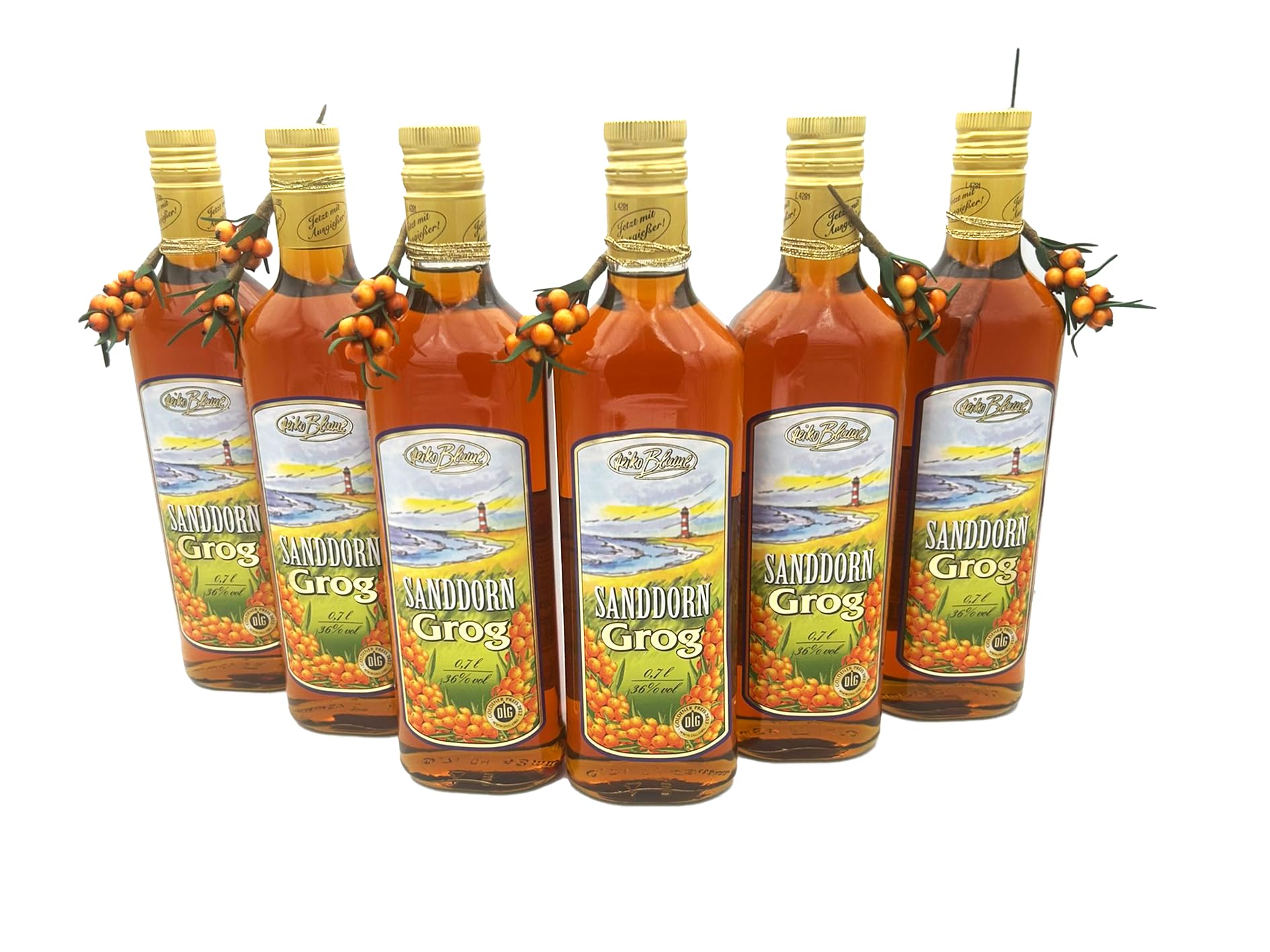 6x Sanddorn Grog 36% je 0.7l Flasche Likör, Heiko Blume