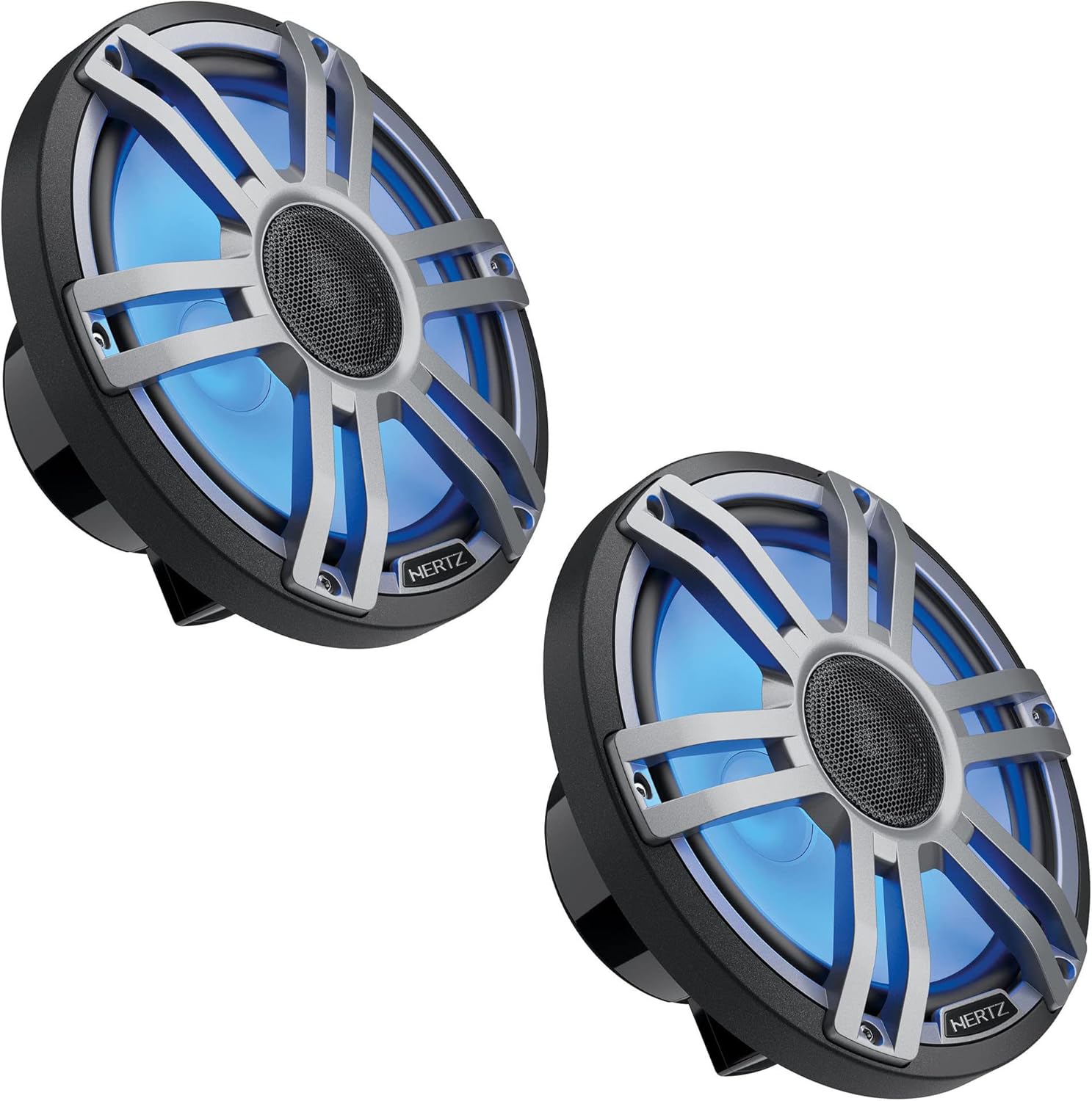 Hertz HMX 6.5 S-LD-G - 6.5" 4-Ohm Coaxial Marine Speakers with RGB LEDs, Gray Sport Grilles, Pair