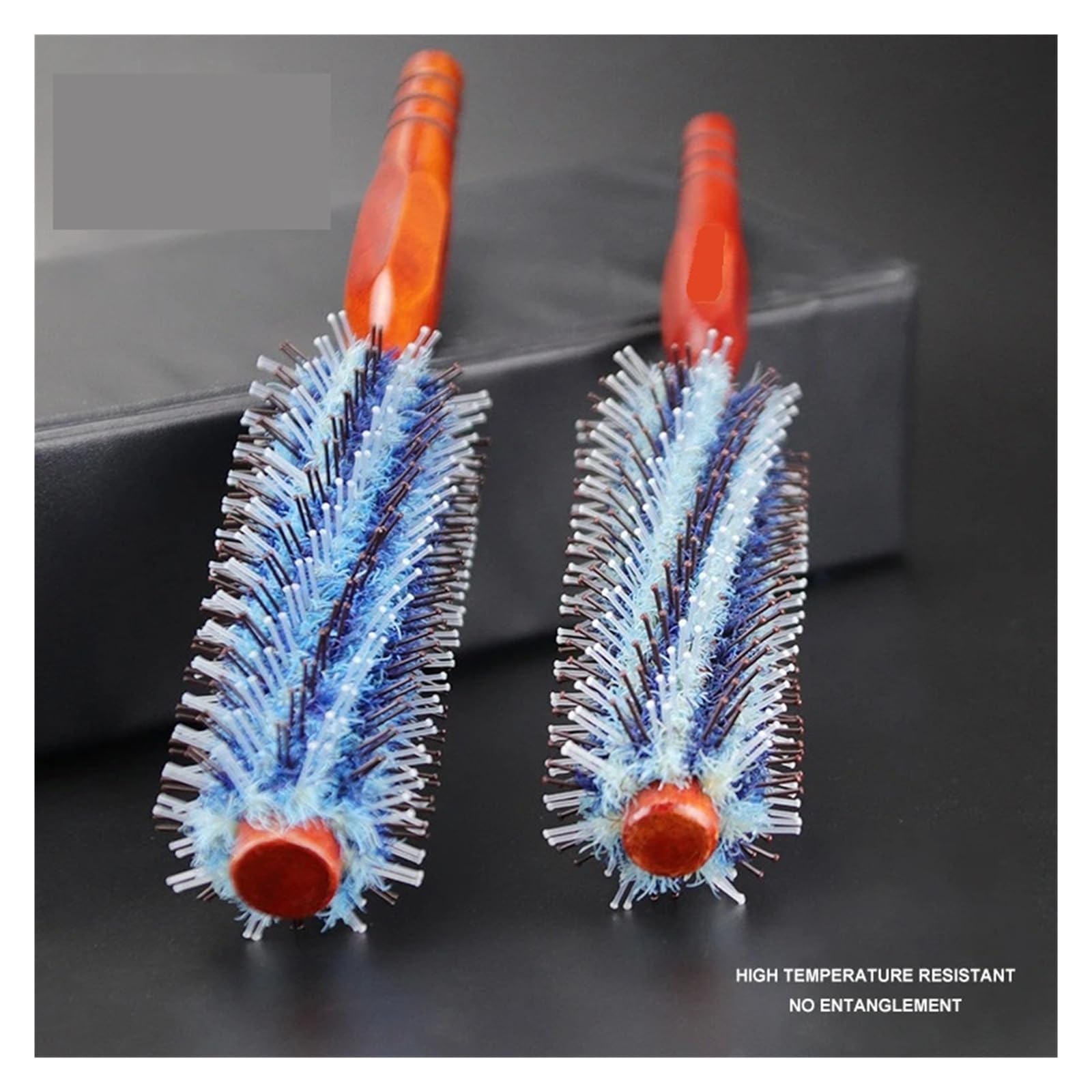 Lockenbürste mit rundem Griff, gerader Twill-Haarkamm, Lockenstab-Haarbürste(2PCS)