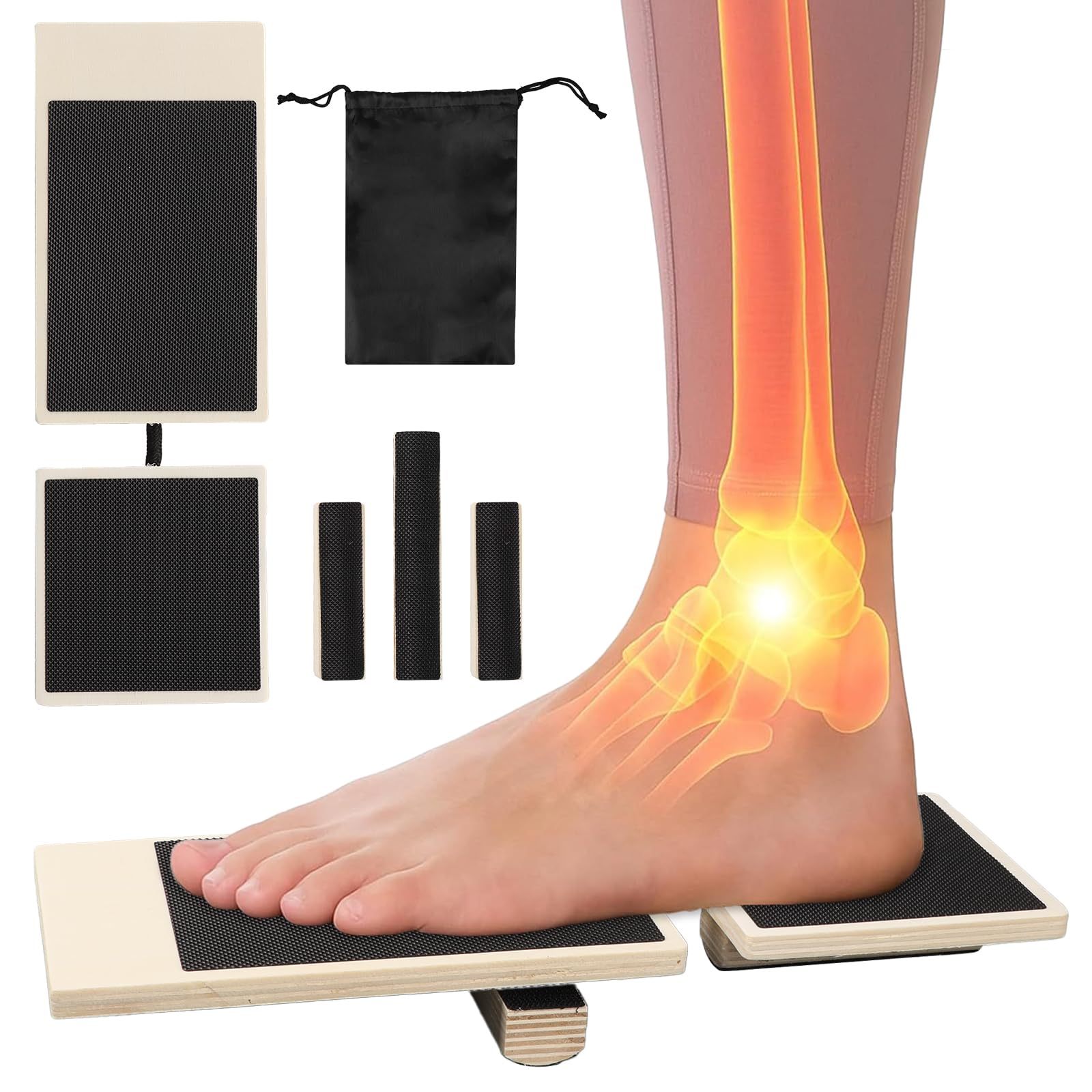 Ankle Balance Board Foot Strengthener, Wooden Single Leg Balance Board, Foot Strengthener & Posture Corrector for Sprained Stability Exercises Balance Training and Plantar Fasciitis Relief