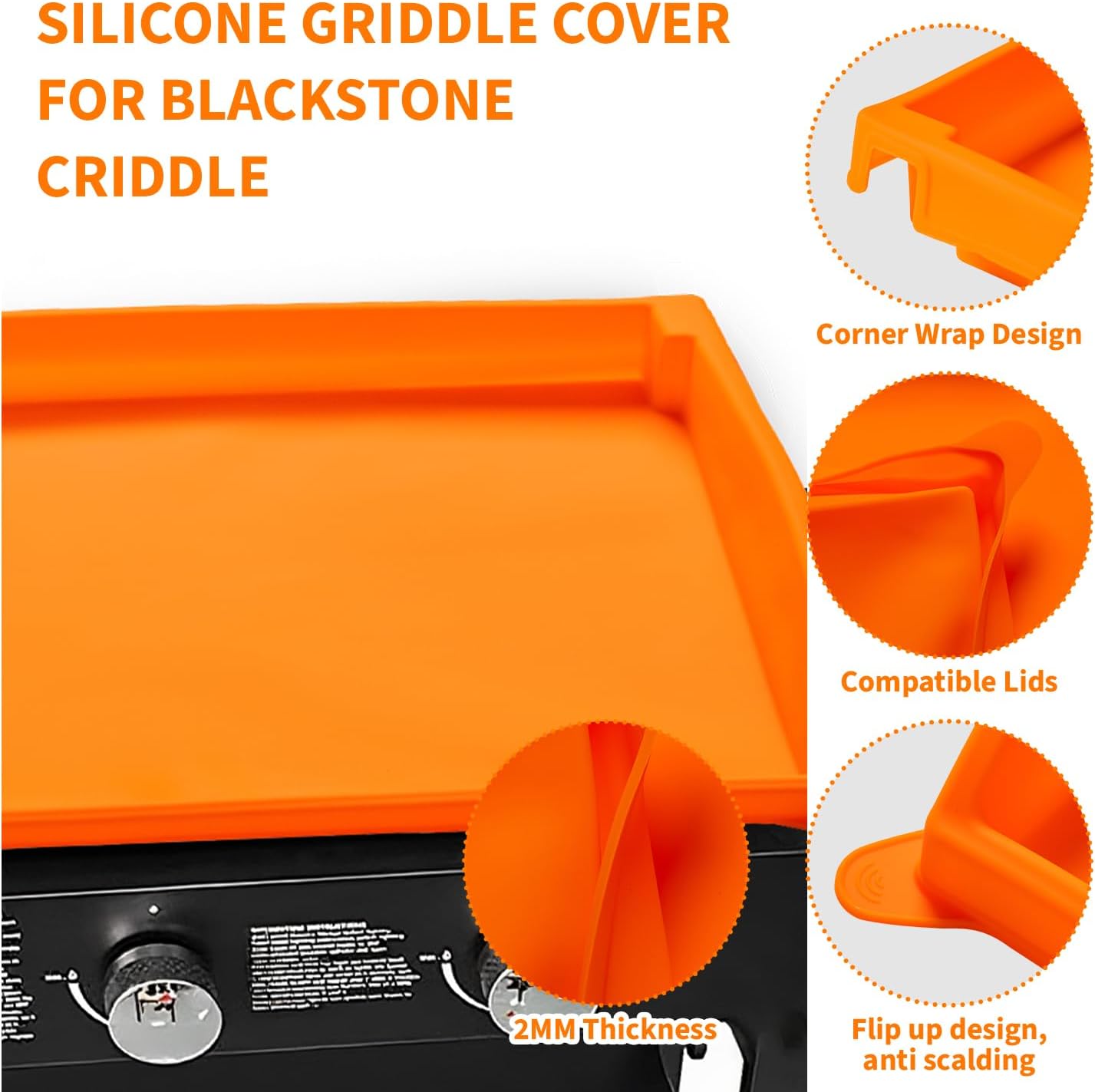 28" Blackstone Silicone Griddle Cover, Full-Edge Premium Food-Grade Grill Protective Cover BBQ Mat with Drip Pad for Blackstone Accessories, Griddle Protector