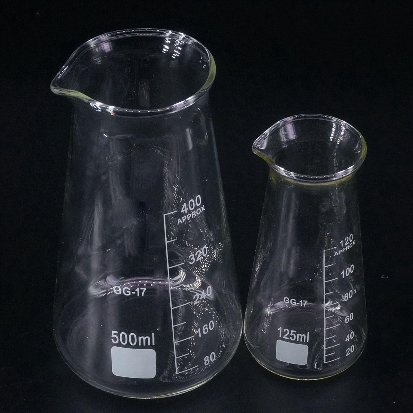 Vaso de precipitados Experimental 125ml 250ml 500ml GG17 Vaso cónico de Vidrio con Tres Esquinas Chemi Ware Labware Cristalería Laboratorio, horneado (Color : 250ml) (125ml)