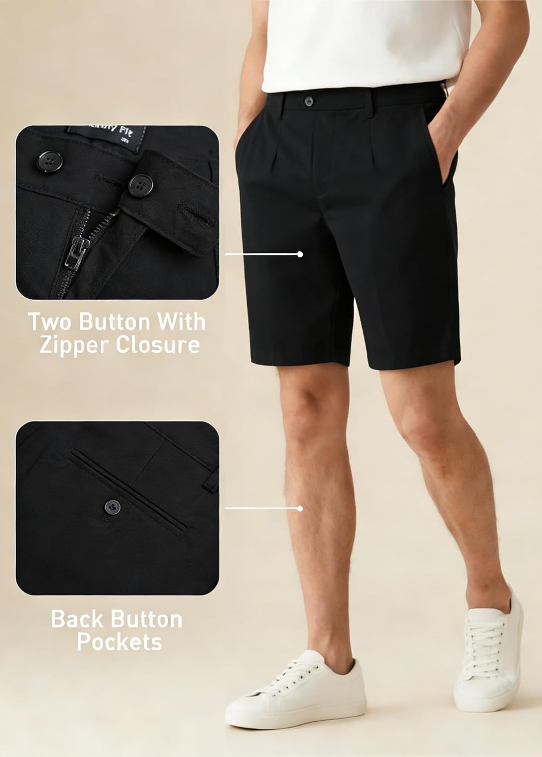 GINGTTO Mens Golf Shorts Slim Fit Stretch Chino Short Pants for Men 9 Inch Inseam - Image 4