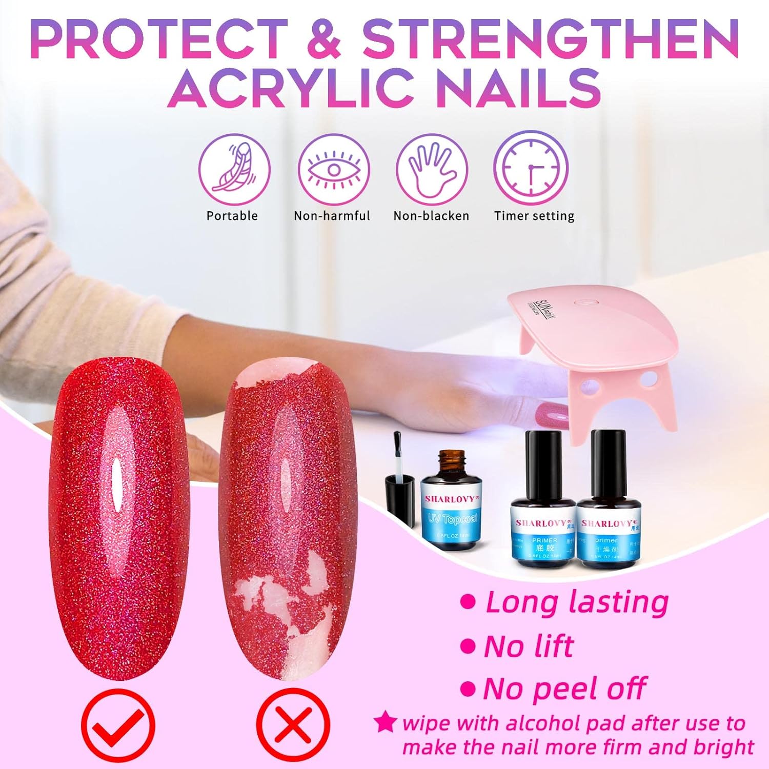 Acrylic Nail Kit with Everything for Beginners, Professional Acrylic Powder Set, Acrylic Glitter Nail Art Nail Tips with Nail Drill and UV LED Nail Lamp (multicolor kit)