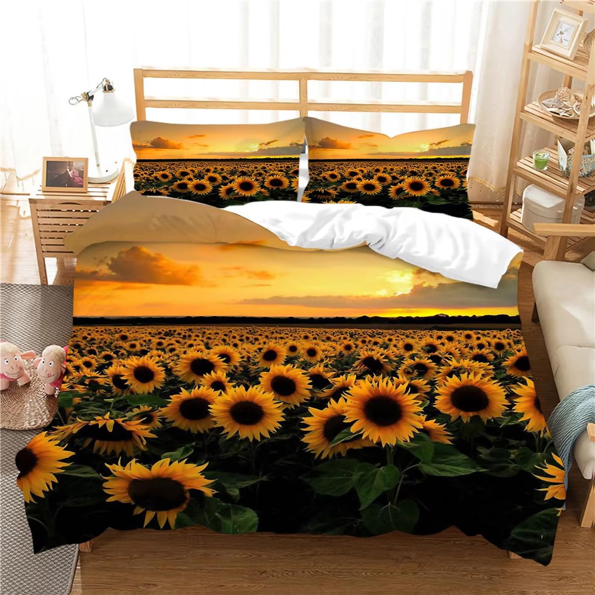 Housse de couette tournesols pour illuminer la décoration d'une chambre d'amis