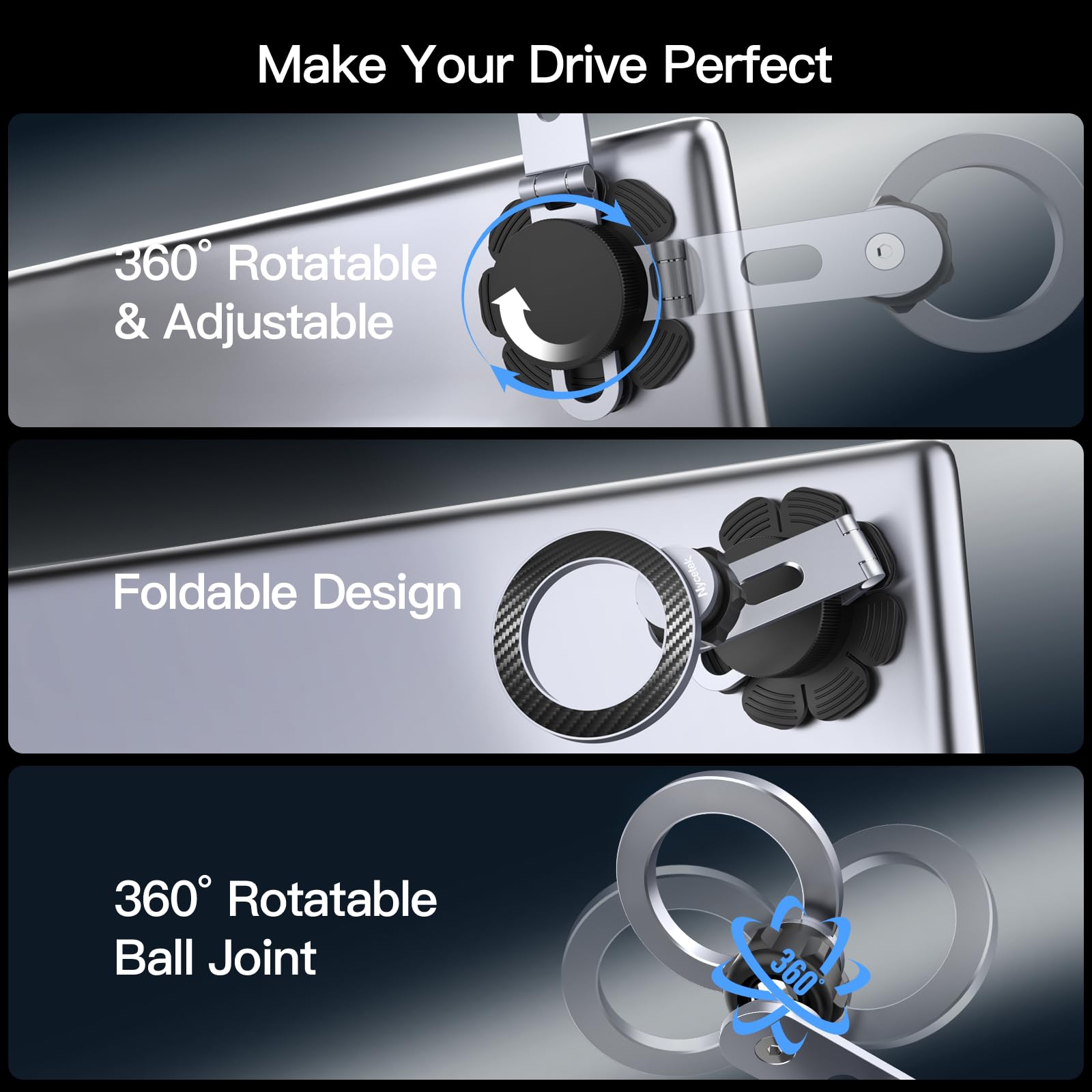 Soporte de teléfono para Tesla, soporte magnético plegable para Tesla, soporte de coche súper estable para Tesla Model Y/3/S/X Accesorios 2024, soporte plegable de aleación para iPhone Samsung