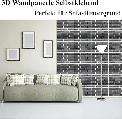 Miniatura 6 de Paneles de pared 3D para despegar y pegar, papel tapiz de ladrillo 3D para despegar y pegar, paquete de 10 paneles de pared autoadhesivos