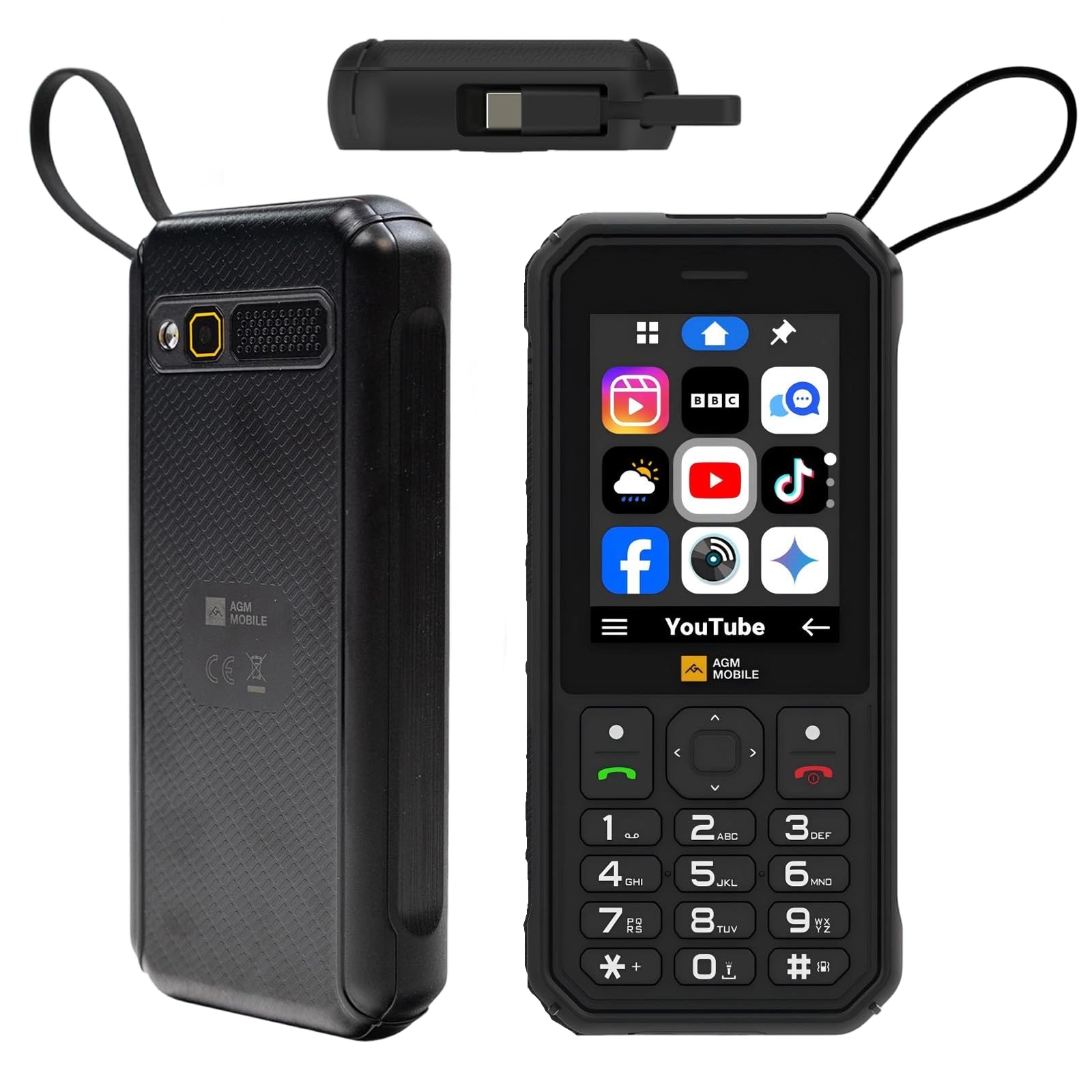 AGM M11 Outdoor Tastenhandy 4G & Rugged Powerbank, Seniorenhandy Ohne Vertrag, 4000mAh (Reverse Charging), WLAN Hotspot, IP68/IP69K Wasserdicht, Große Tasten, 2,8 Zoll Display, Dual SIM, Schwarz