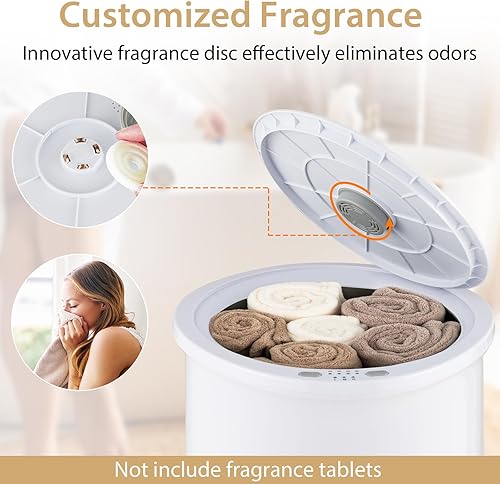 Miniatura 5 de COSTWAY Calentador de toallas estilo cubo, calentador de toallas de 23 litros con 4 tiempos de calentamiento y 3 temperaturas de calentamiento,