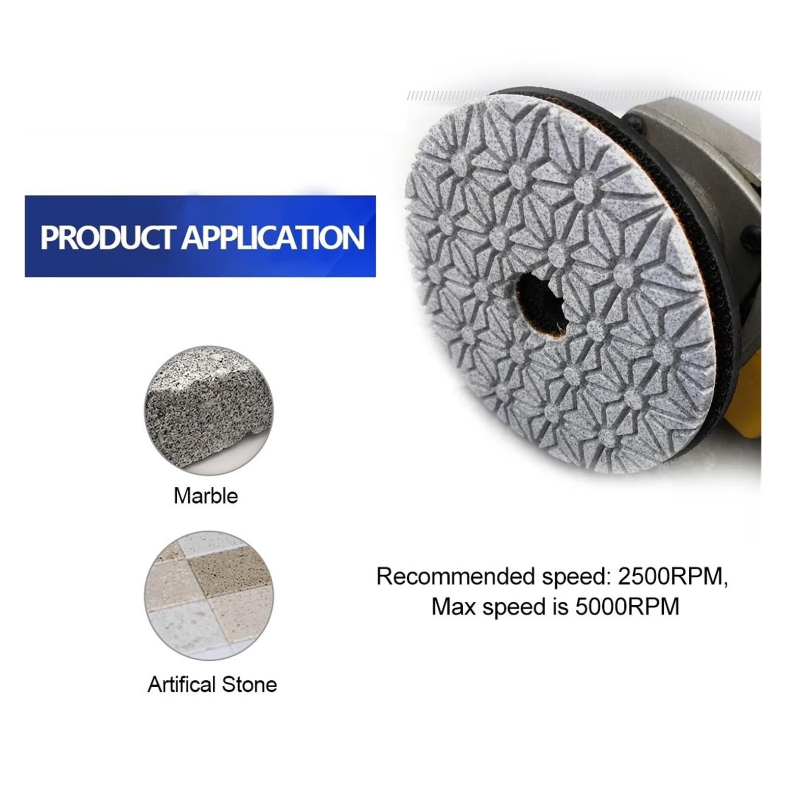 Disco de lijado de unión de resina de diamante de 3 pasos de diámetro 100mm/4 ", almohadilla de pulido Flexible húmeda o seca, pulidor de piedra suave de mármol(2 sets)