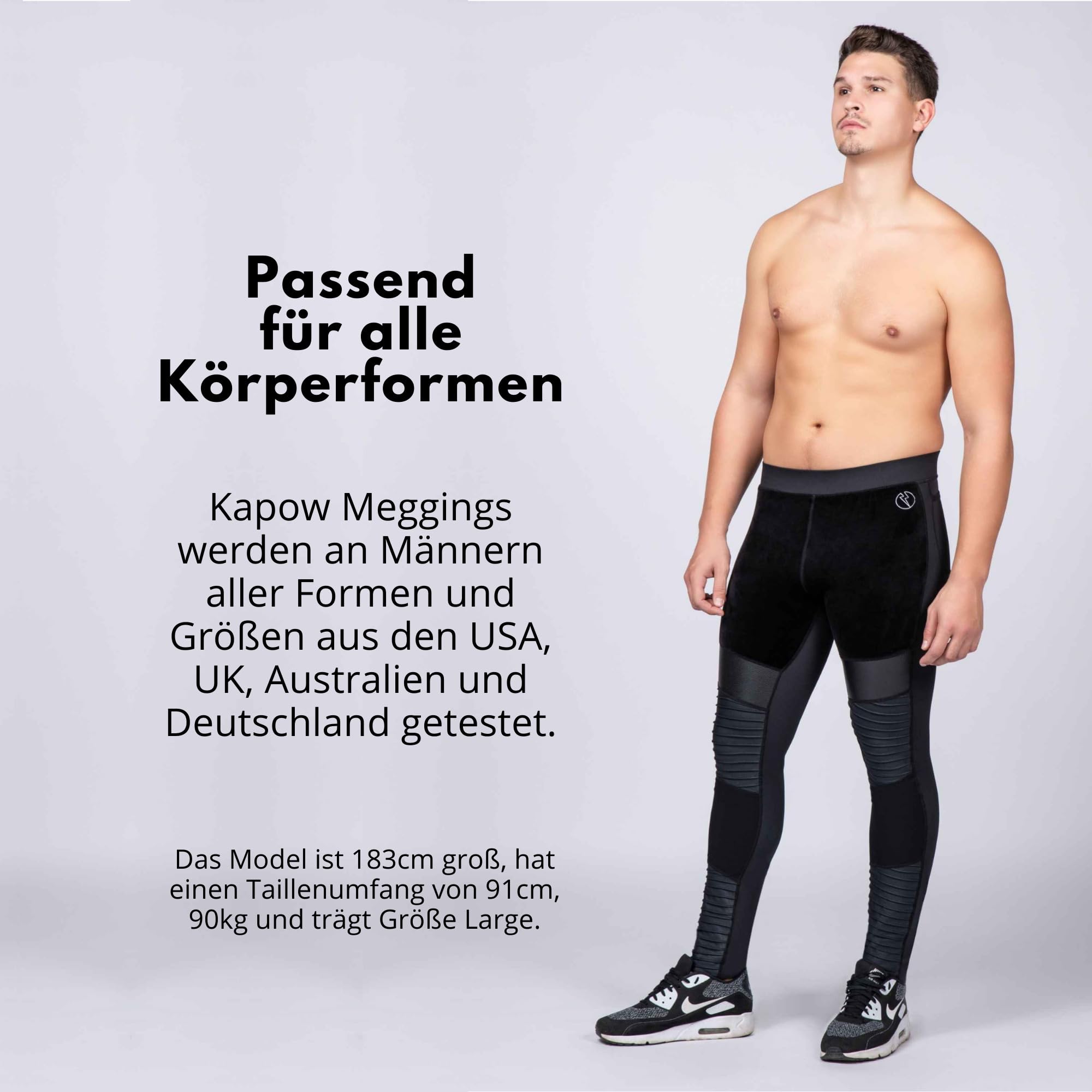 Kapow Meggings für Herren 'Supreme Range': Deluxe Kompressionsleggings mit Taschen für Streetstyle, Activewear, Lange Männerleggings für Sport, Mode und Festivals