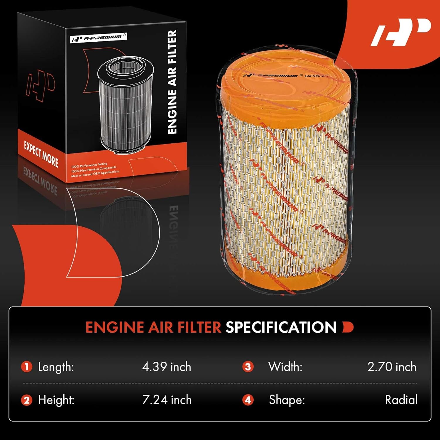 A-Premium Engine Air Filter Compatible with Chevrolet HHR 2008 2009 2010 2.0L, Replace# 20774655, 15909459
