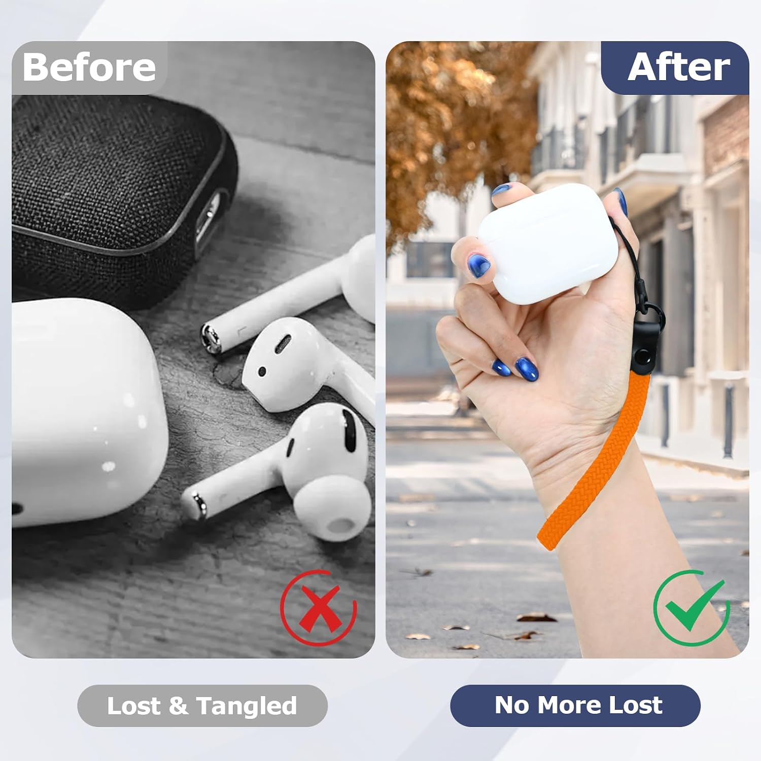 Elastic Nylon Wrist Lanyard for AirPods Case, Anti-Lost Strap for AirPods 1/2/3/Pro/Pro 2 Charging Case, Multi-Functional Wrist Strap for Phones Keys Cameras Small Gadgets, Orange image 5