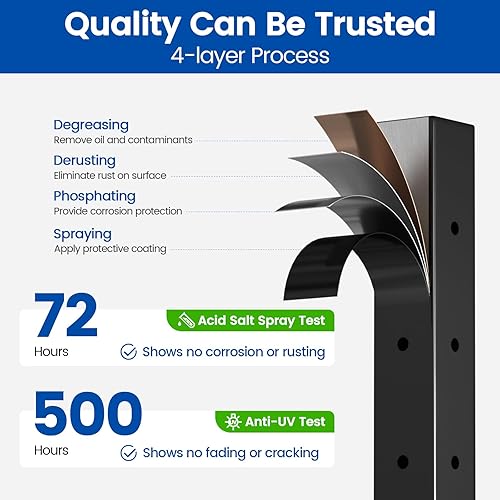 Miniatura 4 de Muzata Poste de tres lados perforado en T de 36 x 2 x 2 pulgadas, barandilla de cable superior fija, montaje superior, acabado negro, cubierta de