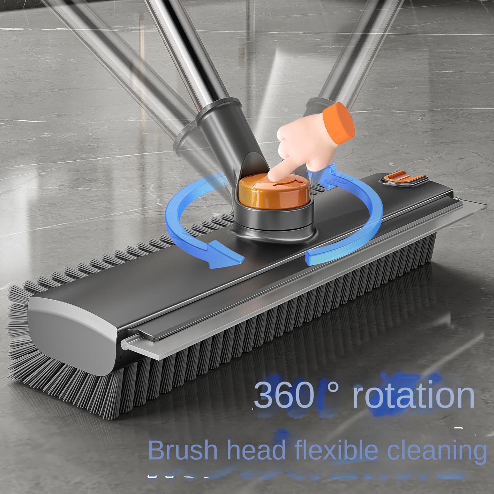 Brosse à Récurer pour Sol avec Manche Long Nettoyeur Multifonction Rotatif
