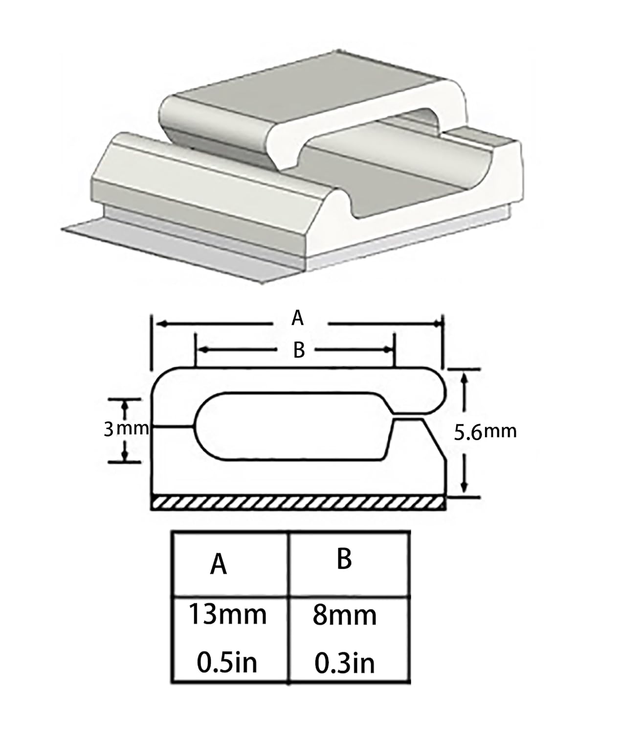 Ruaeoda Ethernet Cable Clips, 60 Pack 8mm Self-Adhesive Wire Clips, Cord Clamp Cable Management for Cat6 Cat5 and Cat7 Flat Ethernet Cable(White)