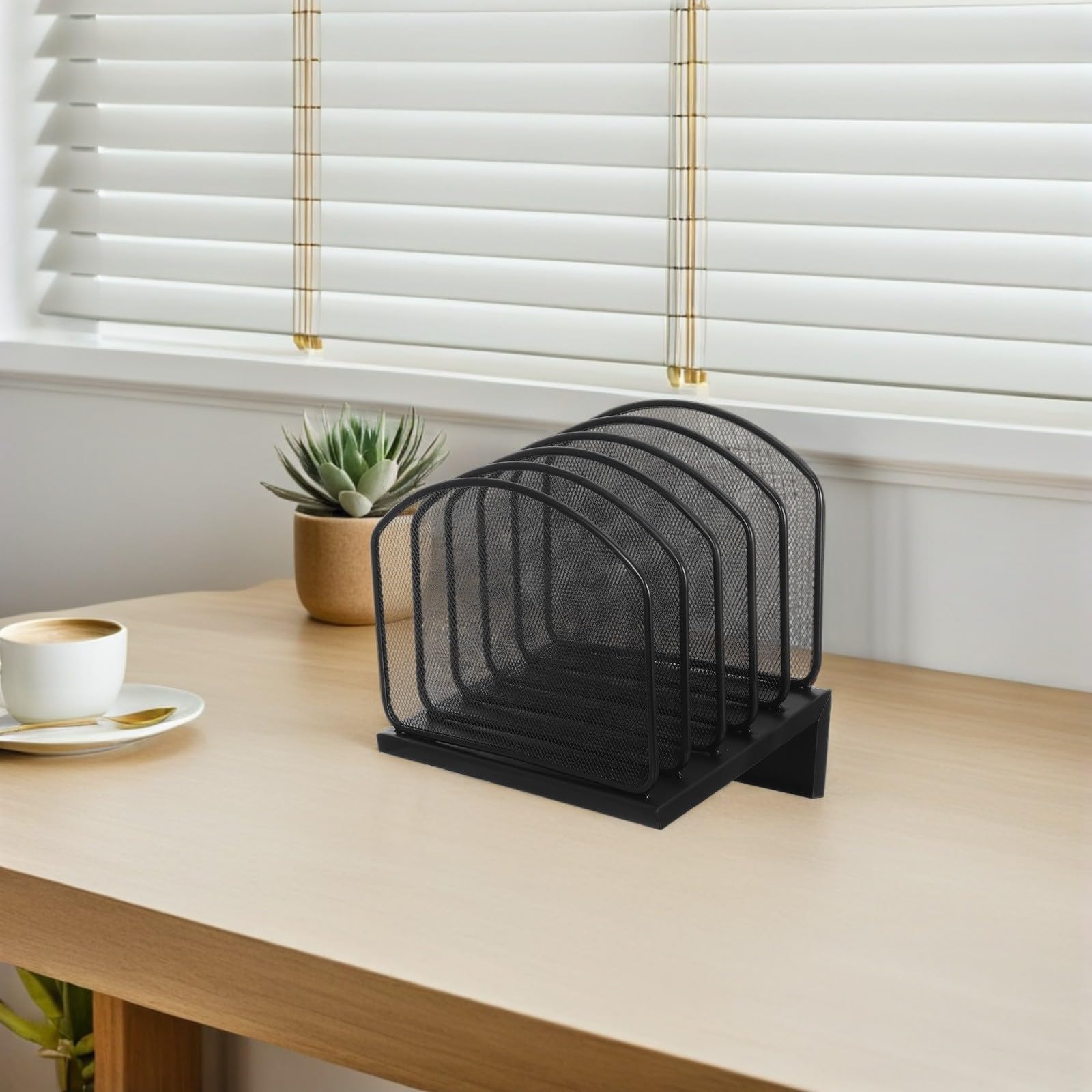 VILLCASE Organizador Múltiples Negro de de Hierro Vertical Escritorio Compartimentos para Fácil Categorización de Espacio en y Aulas y Oficinas Compartidas