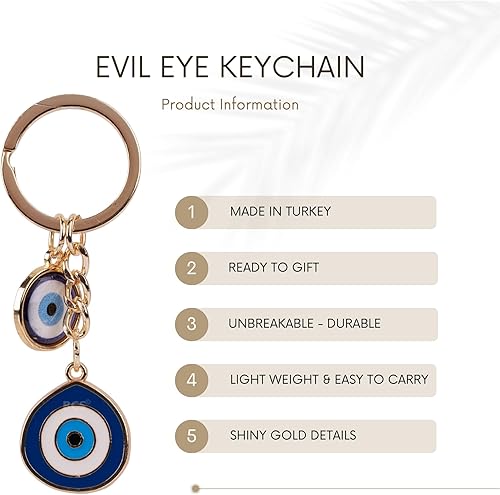 Miniatura 4 de BCS Llavero con dije de mal de ojo, amuleto de buena suerte y protección, llavero de automóvil, accesorios para bolso para mujer