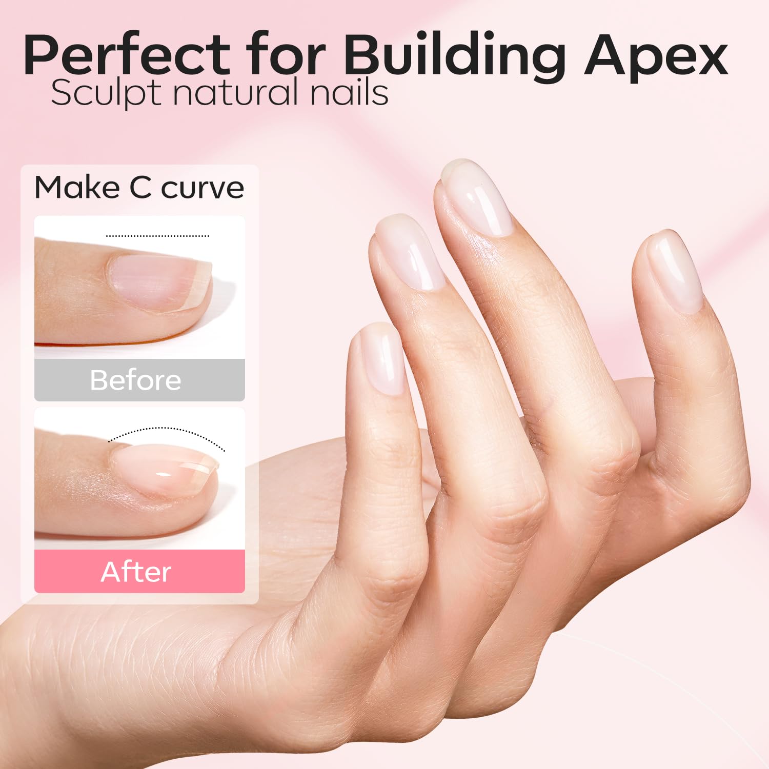 MODELONES 8 in One Builder gel dla paznokci żelowych – wzmacniacz i do wzmocnienia przedłużania – naprawa, lakier bazowy do manicure, kolor różowy, 2 sztuki