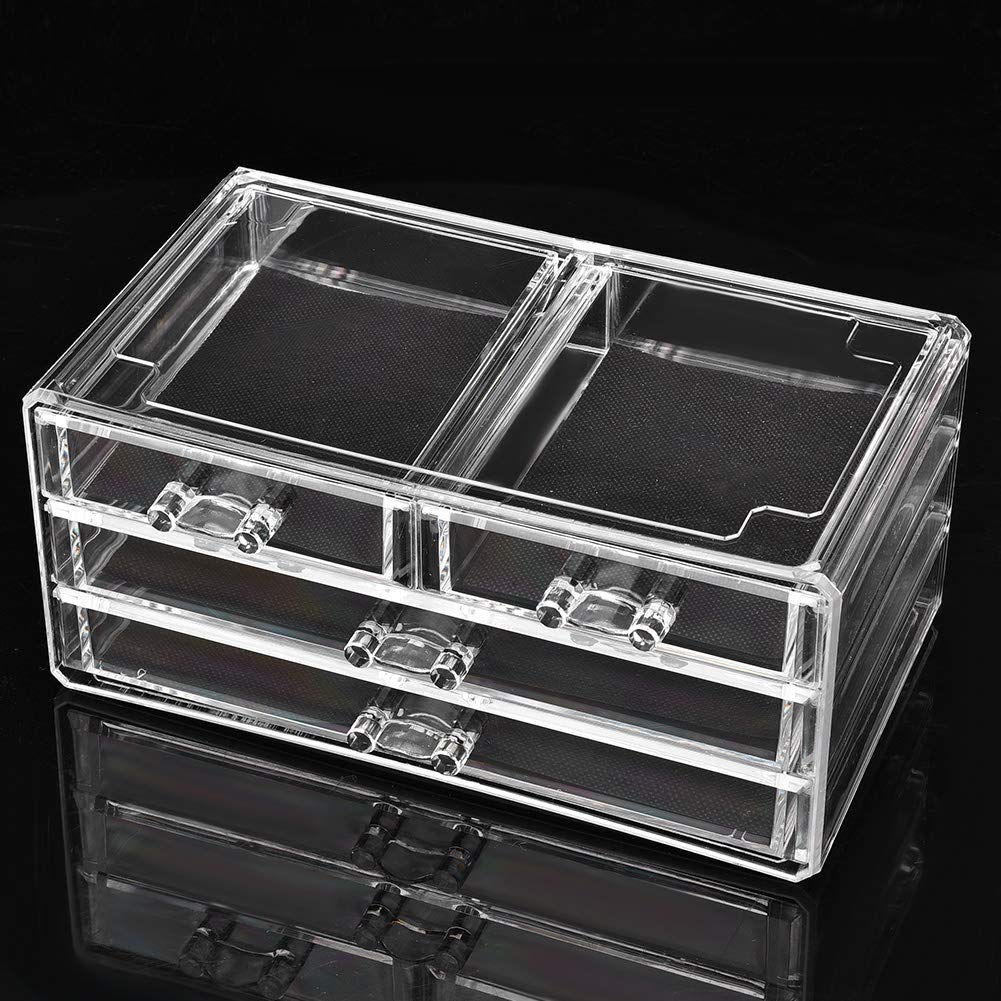 Przezroczysty organizer na kosmetyki do makijażu, pudełko do przechowywania biżuterii, wielowarstwowe etui z szufladami, przezroczysty organizer na biżuterię, na kolczyki, pierścionki