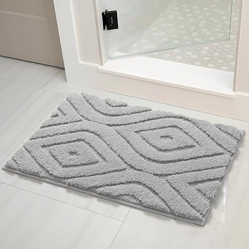 Miniatura 3 de DEXDE Alfombra de baño pequeña, antideslizante, geométrica, de lujo, suave, lavable, para baño, ducha, cocina, entrada, decoración moderna, 17 x 20