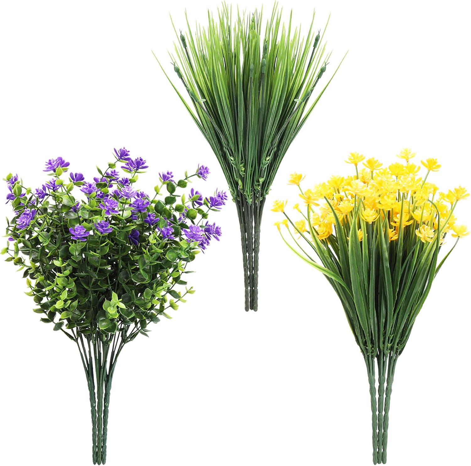 9 Bundles of Artificial Flowers Fake Plastic Flowers Faux Plants for