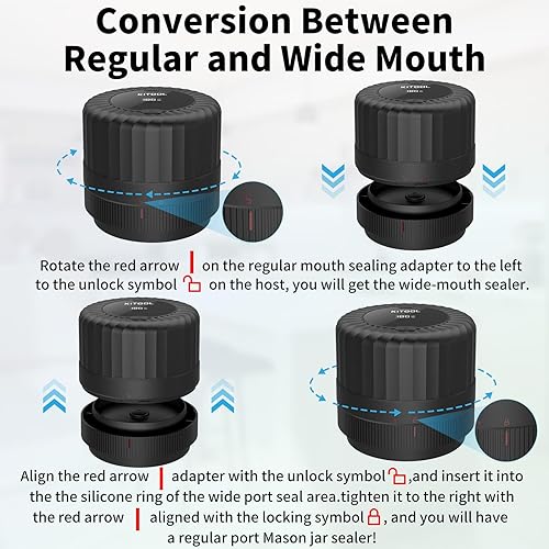 Miniatura 5 de Electric Mason Jar Vacuum Sealer Kit for Wide-Mouth & Regular-Mouth Mason Jars, Food Saver Vacuum Canning Sealer Machine Includes 10 Jar Lids Blue