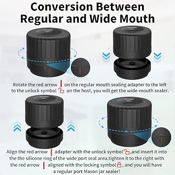 Electric Mason Jar Vacuum Sealer Kit for Wide-Mouth & Regular-Mouth Mason Jars, Food Saver Vacuum Canning Sealer Machine Includes 10 Jar Lids