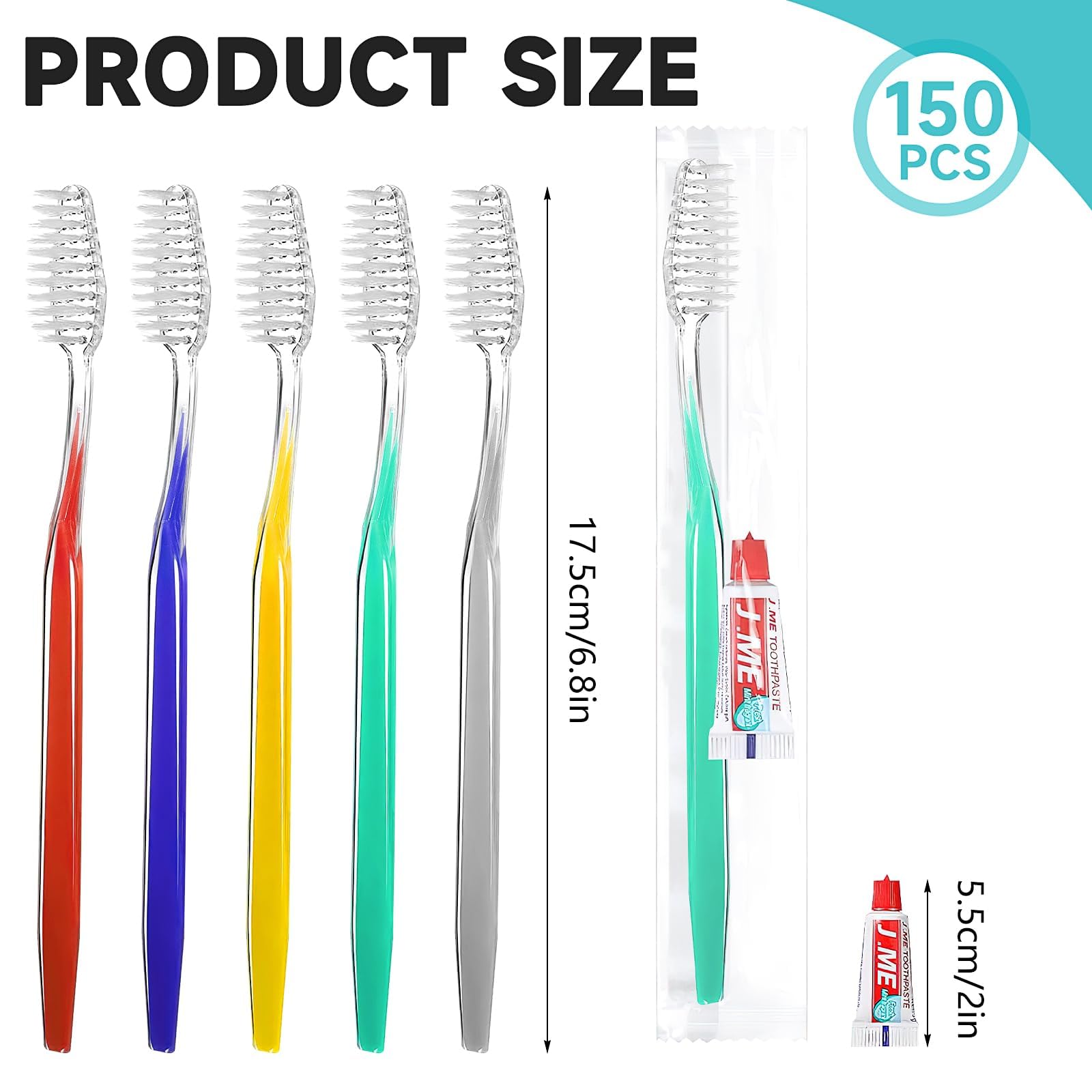 150 cepillos de dientes desechables con pasta de dientes, cepillos de dientes de viaje empaquetados individualmente, para viajes o excursiones, huéspedes de hoteles, residencias para personas sin