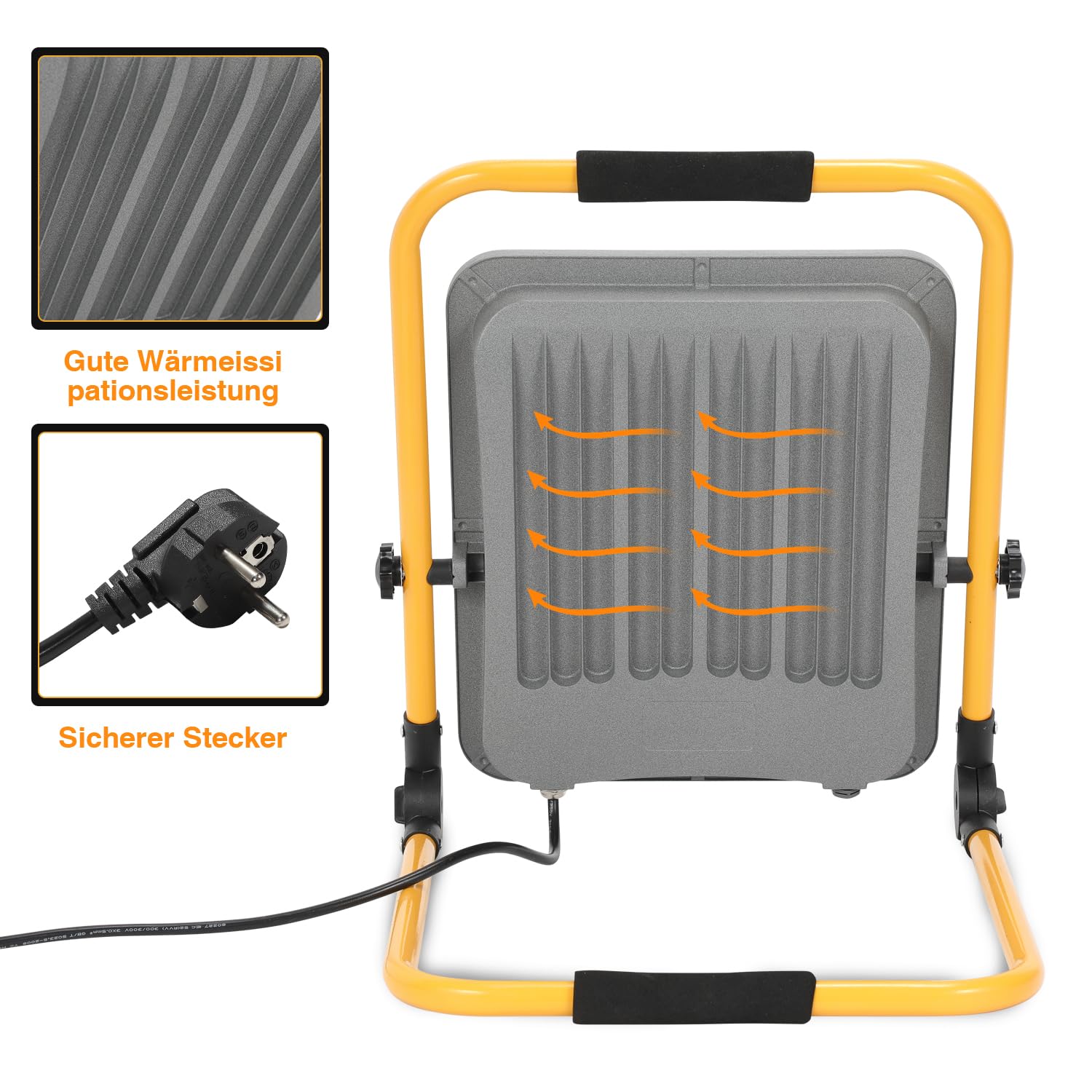 LED Baustrahler 200W 16000LM, arbeitsleuchte LED akku 6000K Tageslichtweiß, LED baustellenlampe mit Stecker, baustellenlampe mit 3M Kabel und Wasserdicht IP66