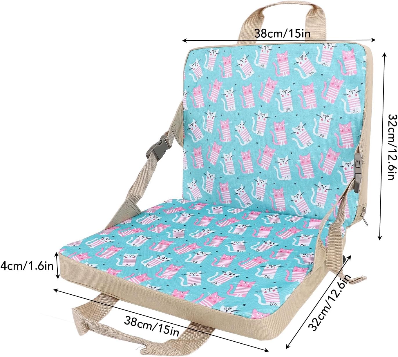 Childrens Portable Foldable Stadium Chair with Back Support, Outdoor Folding Chair Cushion for Camping, Fishing, Floral Travel Cushion - Thick and Comfortable