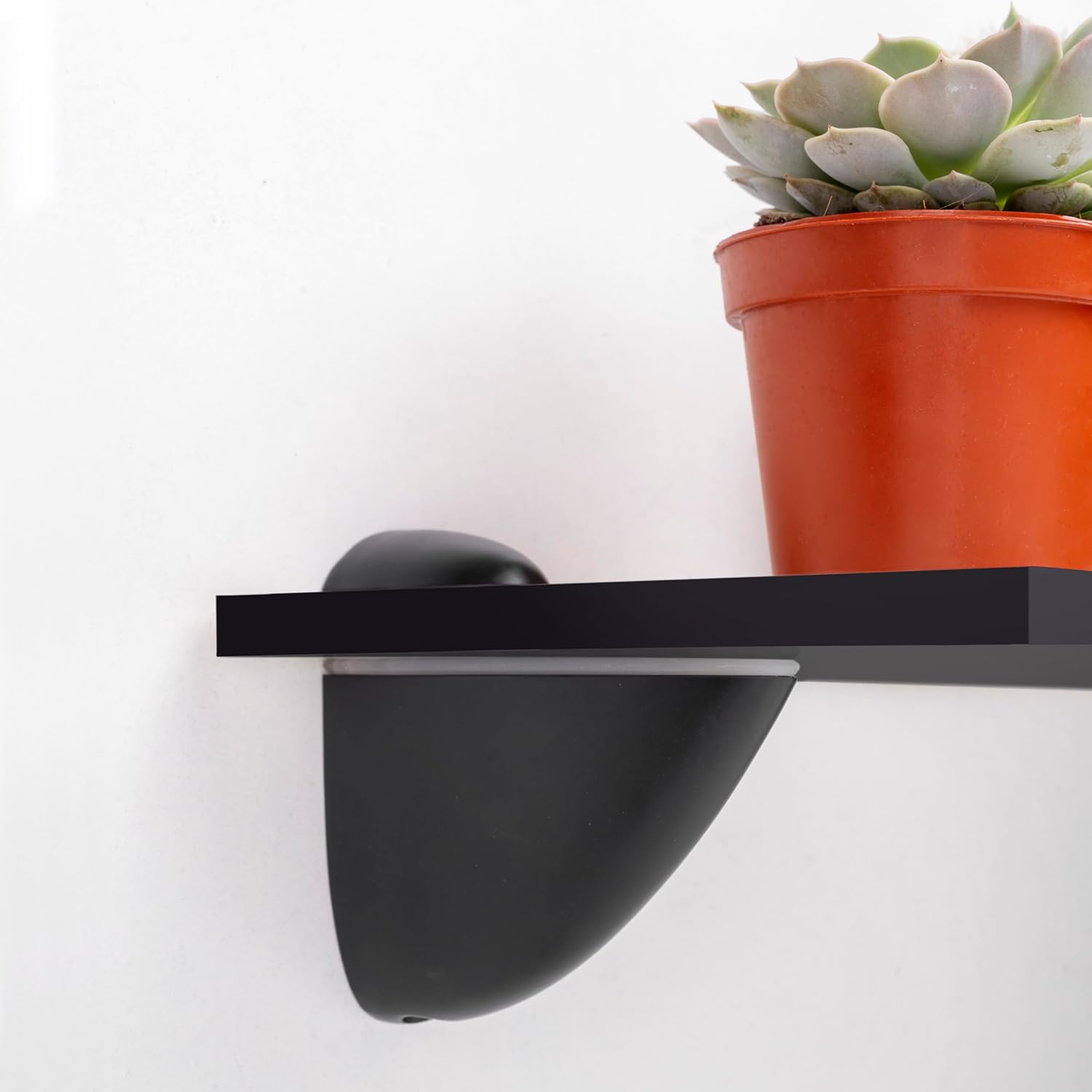Emuca - Set of 2 Pelicano Shelf Brackets Made of Wood or Glass, Plastic and zamak, Painted Black