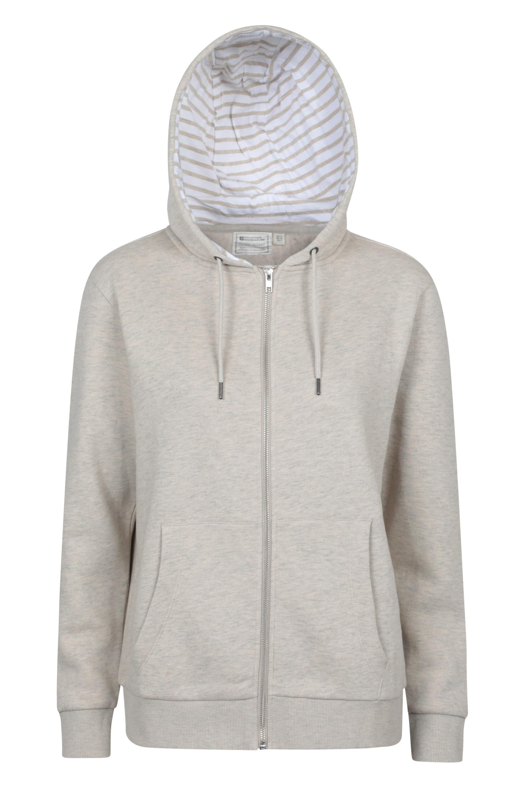 Mountain Warehouse Penzance Womens Zip-Through Hoodie - UV Protect Max Cotton-Polyester Blend Jumper with Full-Zip, Drawcord & Pockets - Spring, Summer & Outdoors Beige Women's Size 12