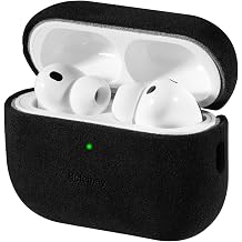 Belemay Handcrafted Alcantara Case for AirPods Pro 3rd Gen 2025, Compatible with MagSafe, Luxury Italian Suede-Like Material, Comfortable Grip, Elegant Cover Compatible with Airpods Pro 3, Black