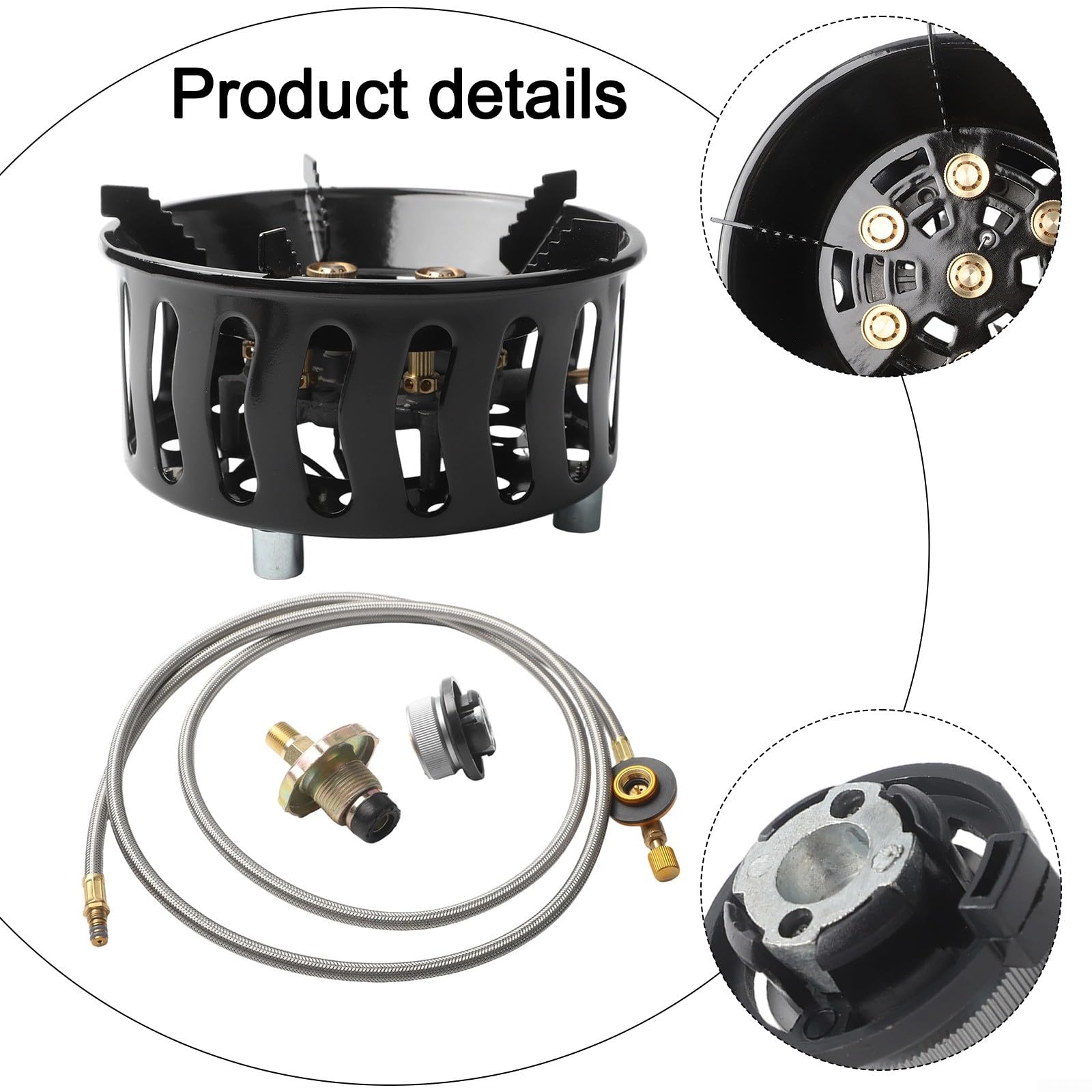 Réchaud de camping portable 19800 W 7 cœurs brûleur à gaz coupe-vent avec allumage piézoélectrique en acier inoxydable pliable pour la cuisine en plein air randonnée