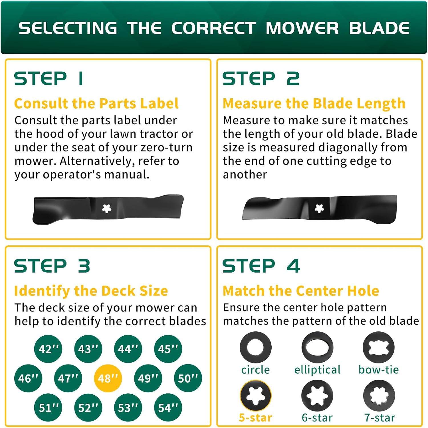 Belleone 588811002 Blades Compatible with Hu sqvarna Z248F TS248TD TS348 Red Max RZT48 YT2348F YT2448F for 48 Inch Mower Deck, 3 Pack (High Lift)