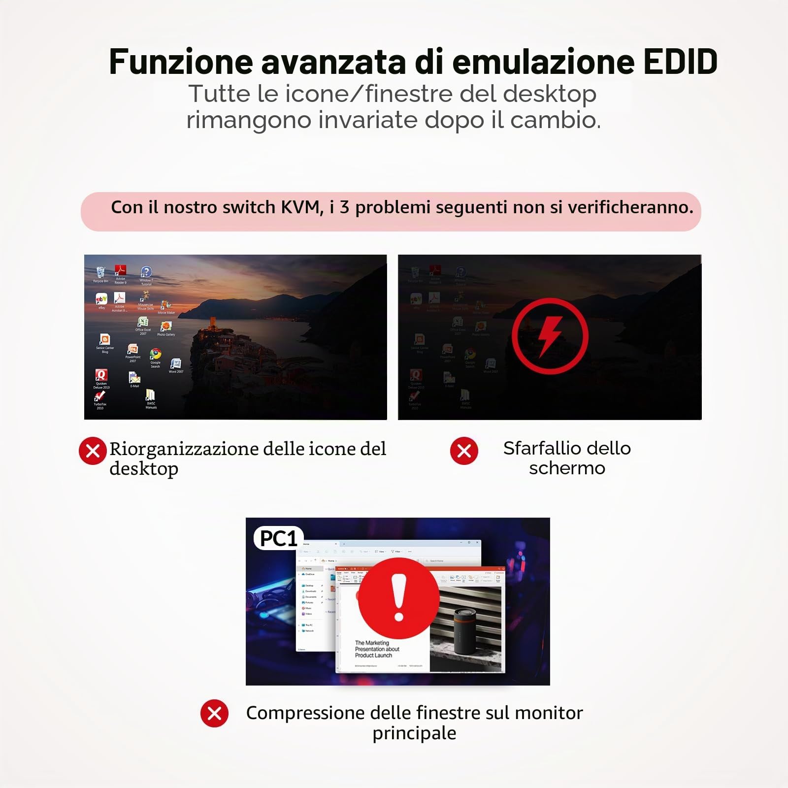 AV Access Docking station, switch KVM per laptop e desktop | 100W di ricarica, 4K@60Hz Dual Monitor HDMI, 3xUSB 3.0, USB-C, 1G Ethernet, supporto EDID, SD, audio AUX da 3,5 mm