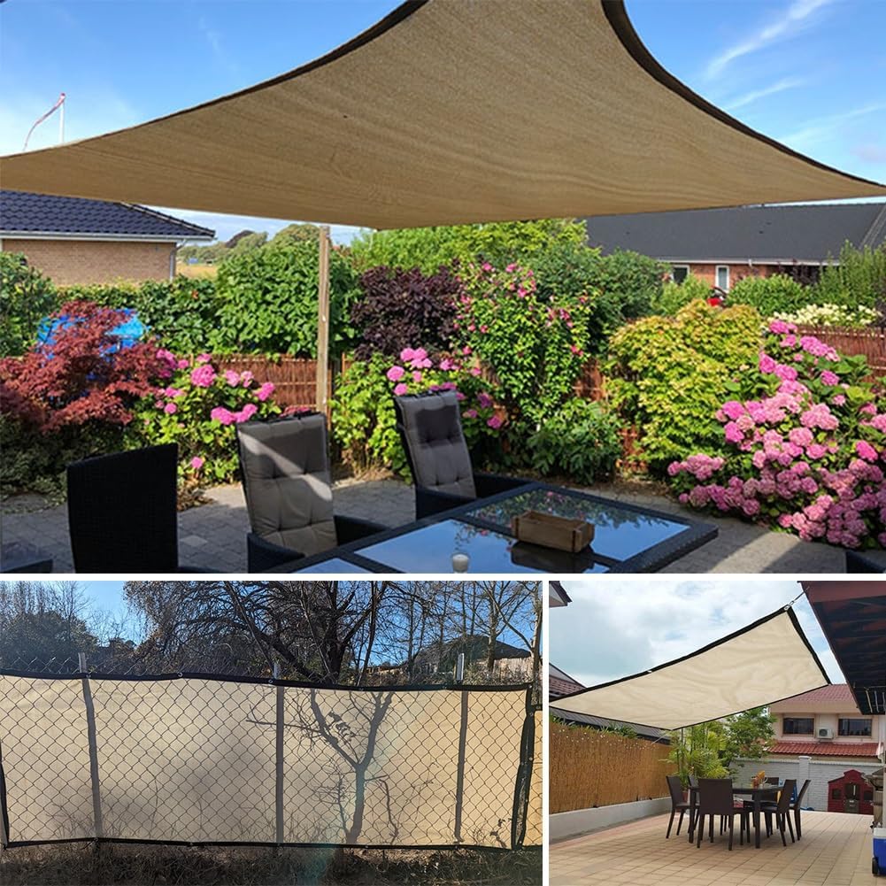 Shade Netting, Sunblock Shade Mesh Tarp, 20ft 30ft 40ft 50ft Large Shade Cloth for Garden, Outdoor Woven Shade Net, Durable Breathable, 90% Home Pergola Shade Mesh Screen Cover(Beige,19.8ftx26.4ft)