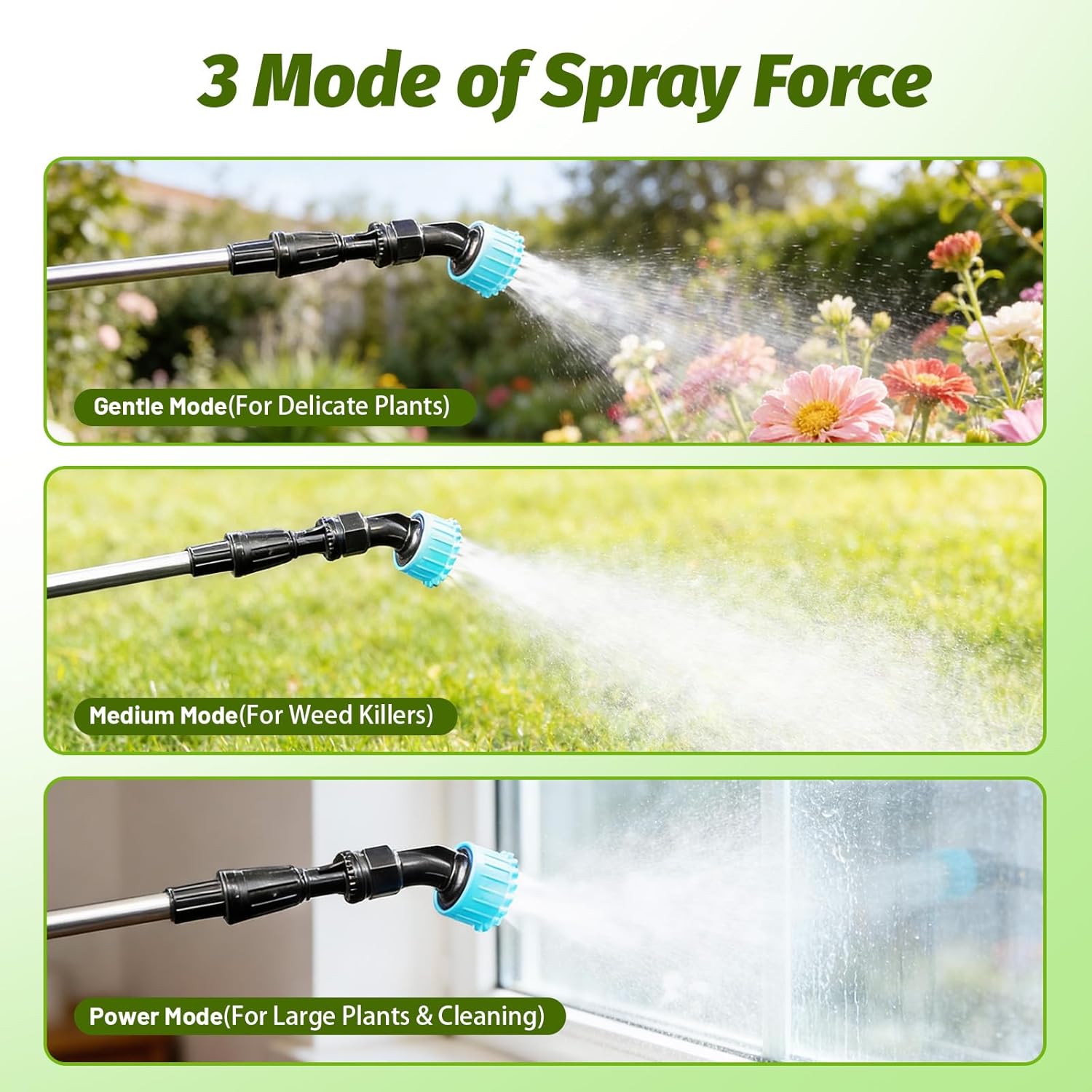 Battery Powered Sprayer Wand with 32.8FT Extended Hose, Electric Garden Sprayer with 3 Speeds & Battery Indicator, 4 Nozzles, 7.4V Portable Weed Sprayer for Lawn Care, Fertilizing, Watering