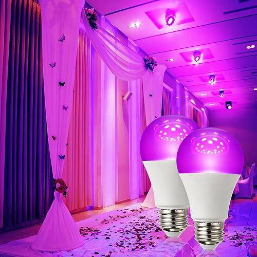 Miniatura 3 de 18 bombillas LED negras de 9 W A19 E26 equivalente a 75 W para luces negras que brillan en la oscuridad, póster fluorescente con brillo neón