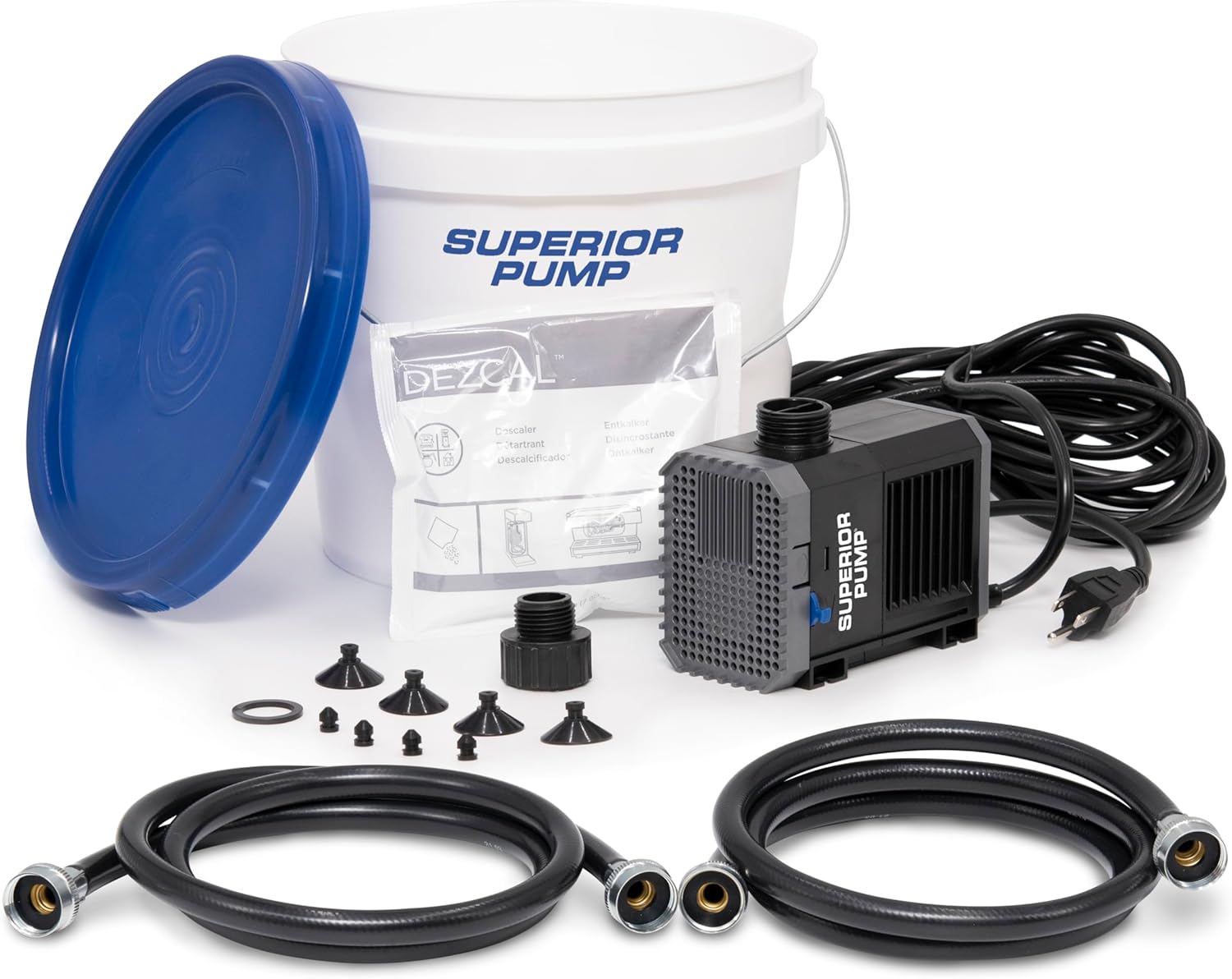 Superior Pump 91658 Tankless Water Heater Pump Kit with Non-Toxic Descaler Solution, 2 Gallon, Select, White