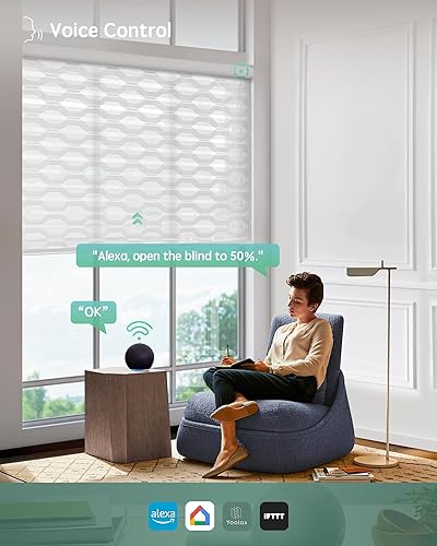 Miniatura 99 de Yoolax Persianas motorizadas con control remoto, persianas motorizadas de cebra compatibles con Alexa, persianas motorizadas de privacidad, 70%