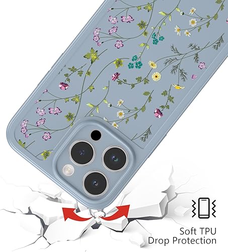 Miniatura 4 de RALEAVO Funda floral para iPhone 13, diseño de ramas de flores, bonita funda para niñas y mujeres, delgada, de silicona suave, a prueba de golpes,