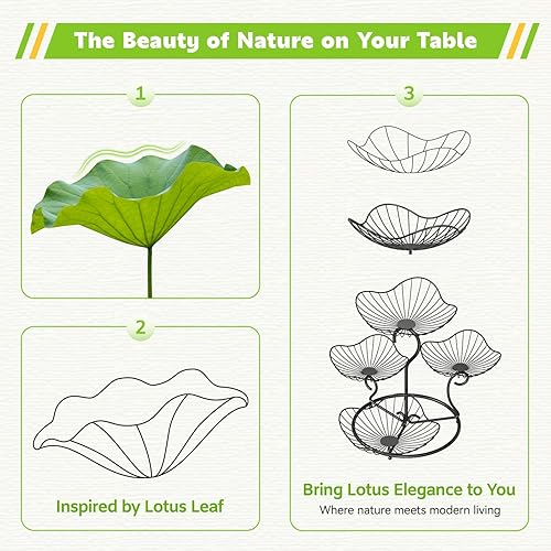 Miniatura 2 de PouHenier.jh Cesta de frutas de 4 niveles para encimera de cocina, estante de almacenamiento de verduras de alambre de metal de gran capacidad,