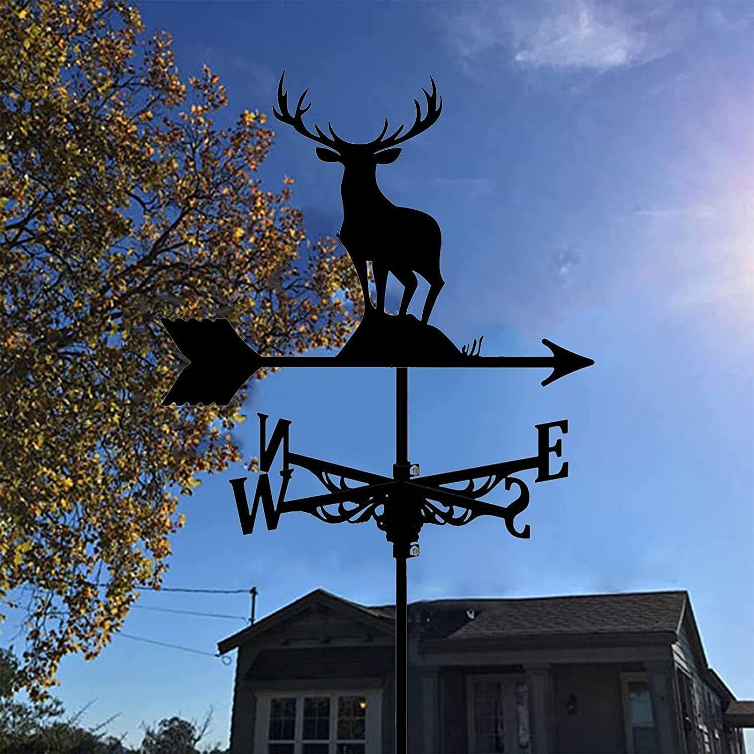 Weather Vane Stainless Steel Weathervane for Garden Creative Weathervane Garden Stake Weather Vane for Yard Cupolas, Deer