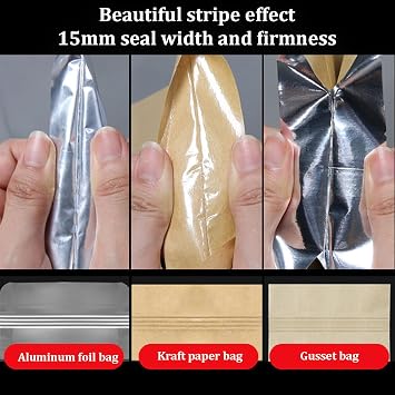 Hand Held Heat Crimp Sealer, 15mm Seal Width, 200mm 300mm 400mm Plastic Bag Sealer, for Mylar Bag, Foil Bag, Cellophane Bag, Kraft Paper Bag, BOPP Bag,40cm